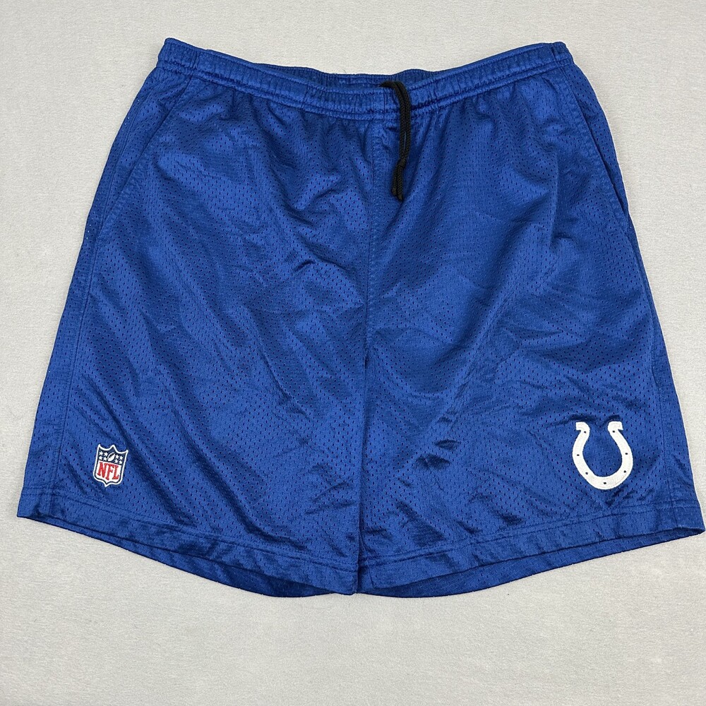 New York Giants Shorts Men Large Blue Solid Reebok Drawstring Pockets NFL L